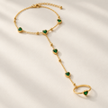 Serena | Pulsera con anillo y corazones verdes
