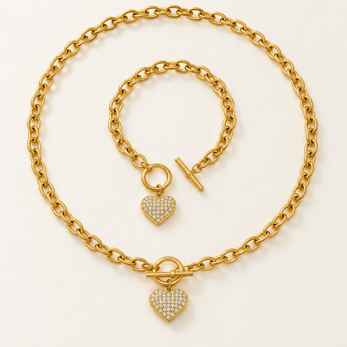 Liora — Conjunto dorado con corazones