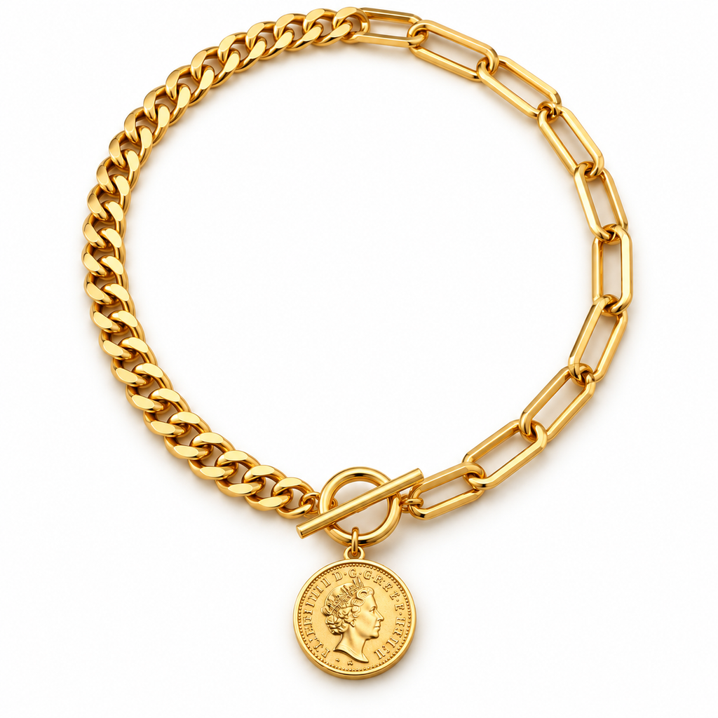 Aurelia — Collar dorado con moneda 🤍