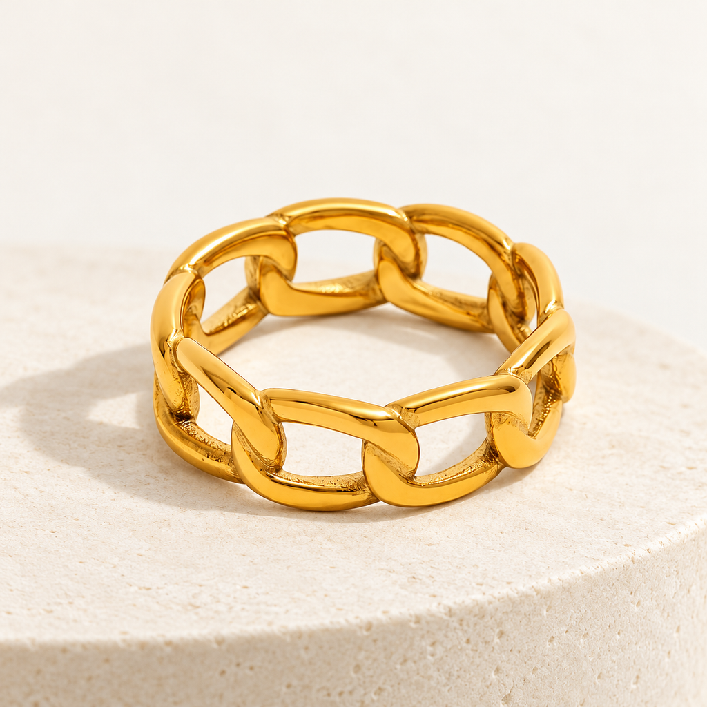 Nexo | Anillo de eslabones dorado